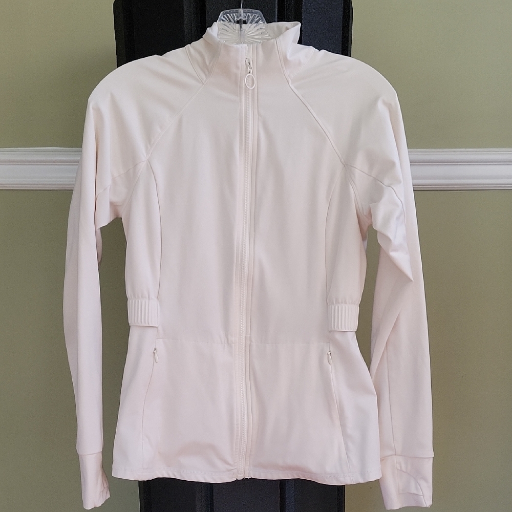 Fabletics Women's Light Cream Full Zip Jacket